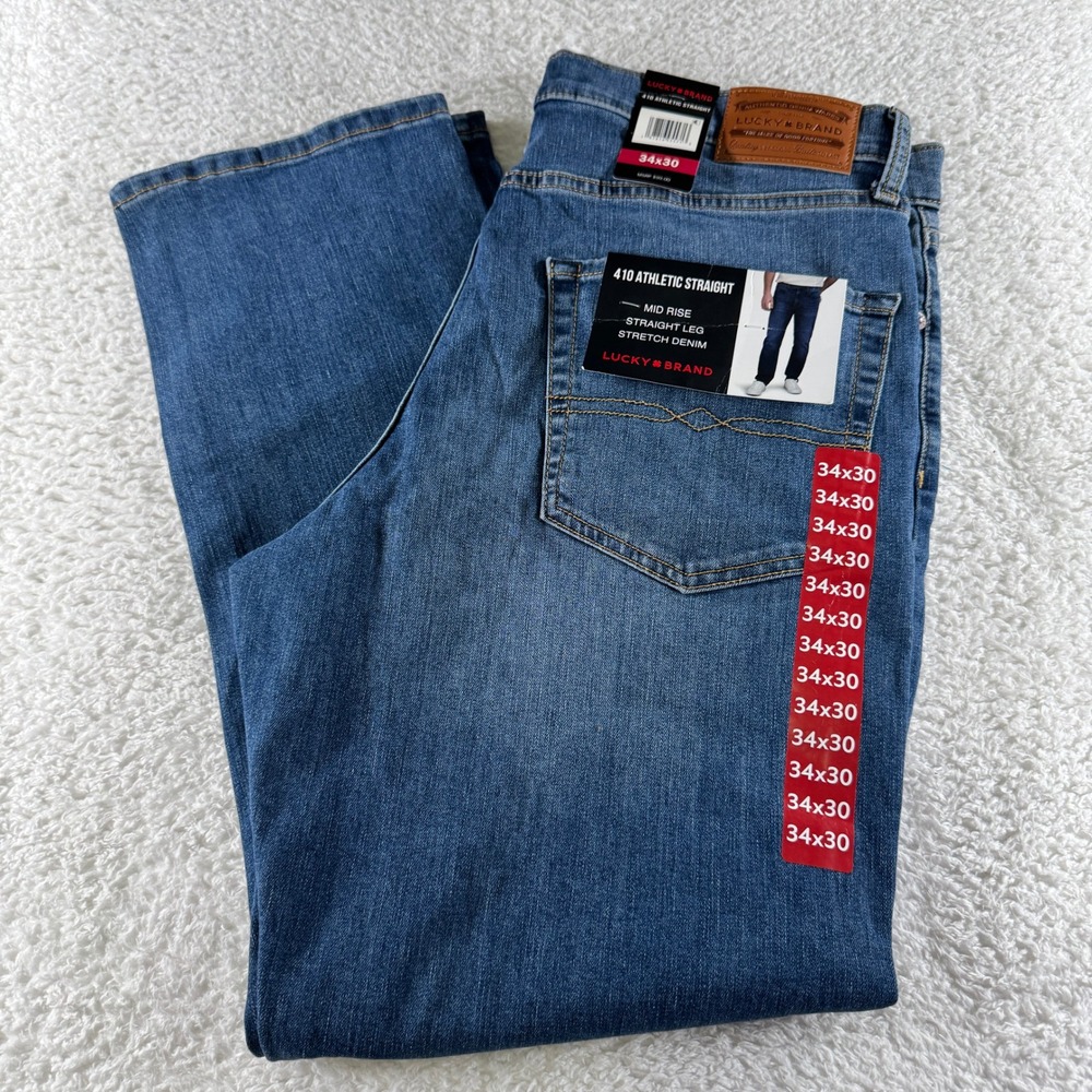 Lucky Brand Men's 410 Athletic Straight Fit Stretch 5 Pocket Jean 34x30 NEW TAGS